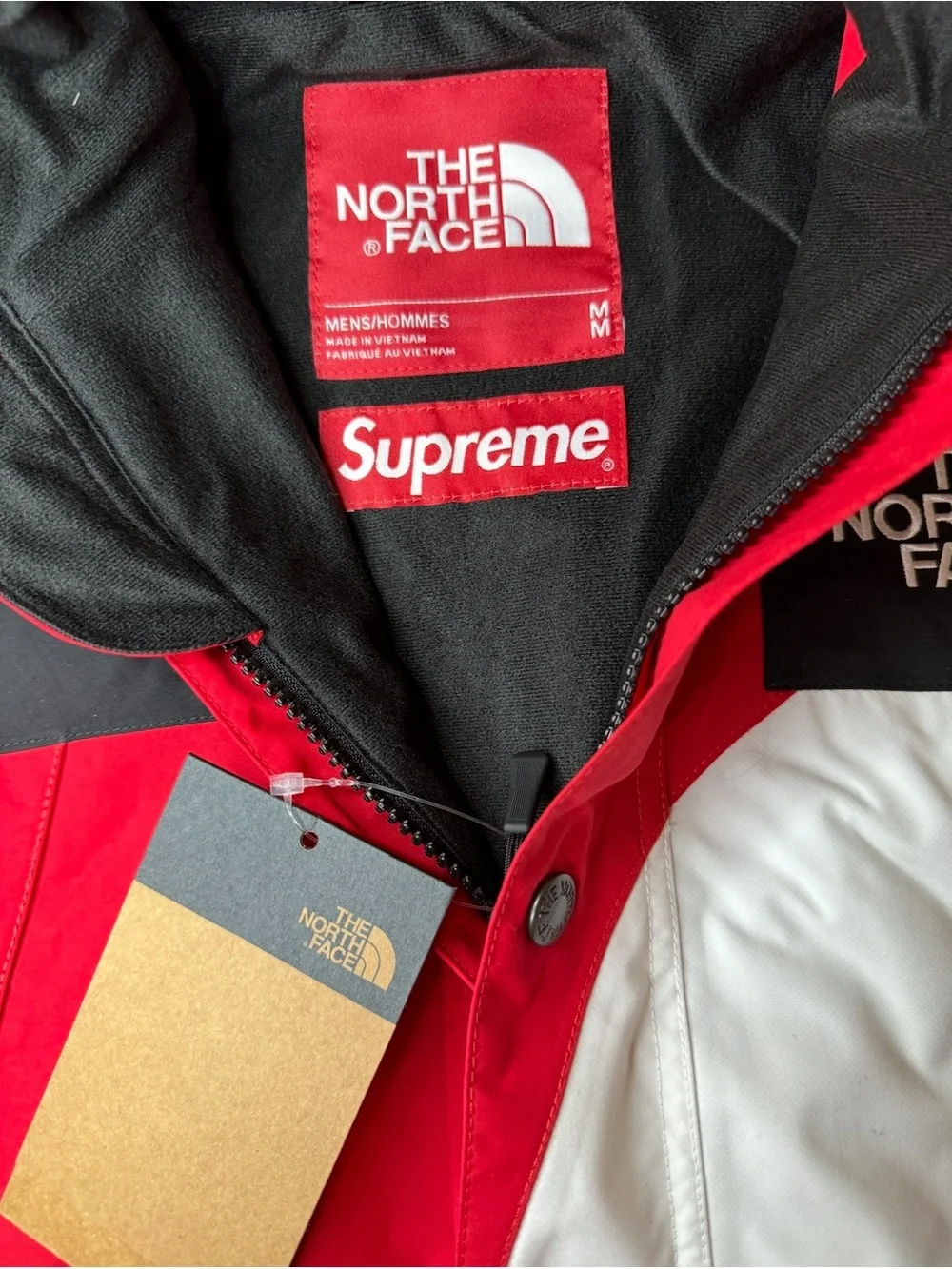 The North Face Kids Red, White & Black Logo Rain Jacket
